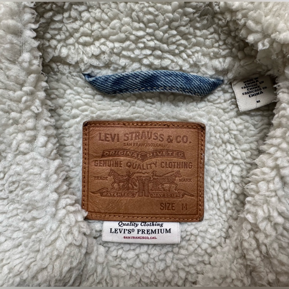 Mens Medium Levi Strauss Sherpa Lined Denim Jacket - Picture 6 of 6